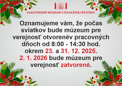 Otváracie hiodiny počas Vianoc 2025