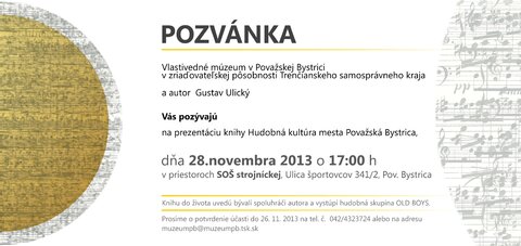 Prezentácia knihy Hudobná kultúra mesta Považská Bystrica Prezentácia knihy Hudobná kultúra mesta Považská Bystrica
