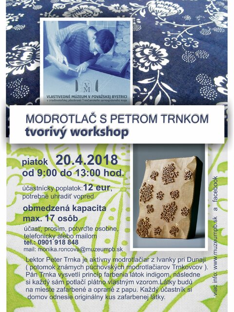 Tvorivý workshop modrotlače s Petrom Trnkom Tvorivý workshop modrotlače s Petrom Trnkom