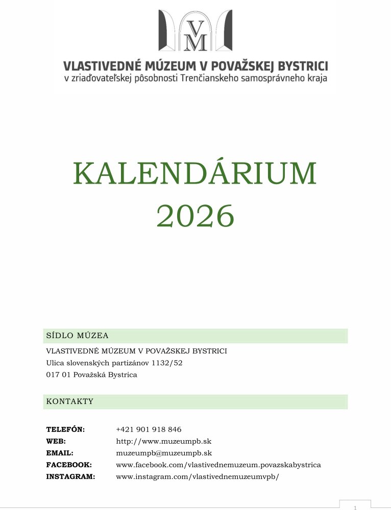 Kalendárium 2026