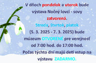 Otváracie hodiny počas jarných prázdnin 2025